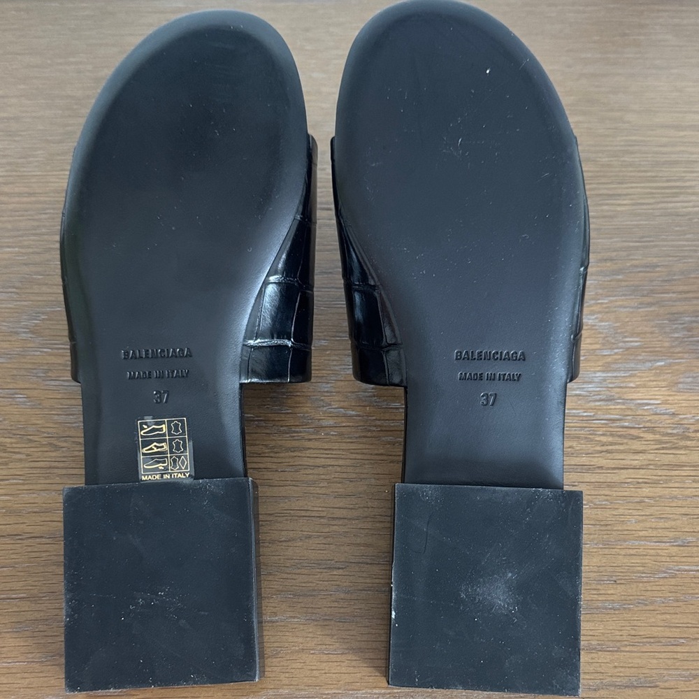 New Balenciaga Black Croc Box Mule Sandals - Picture 3 of 5